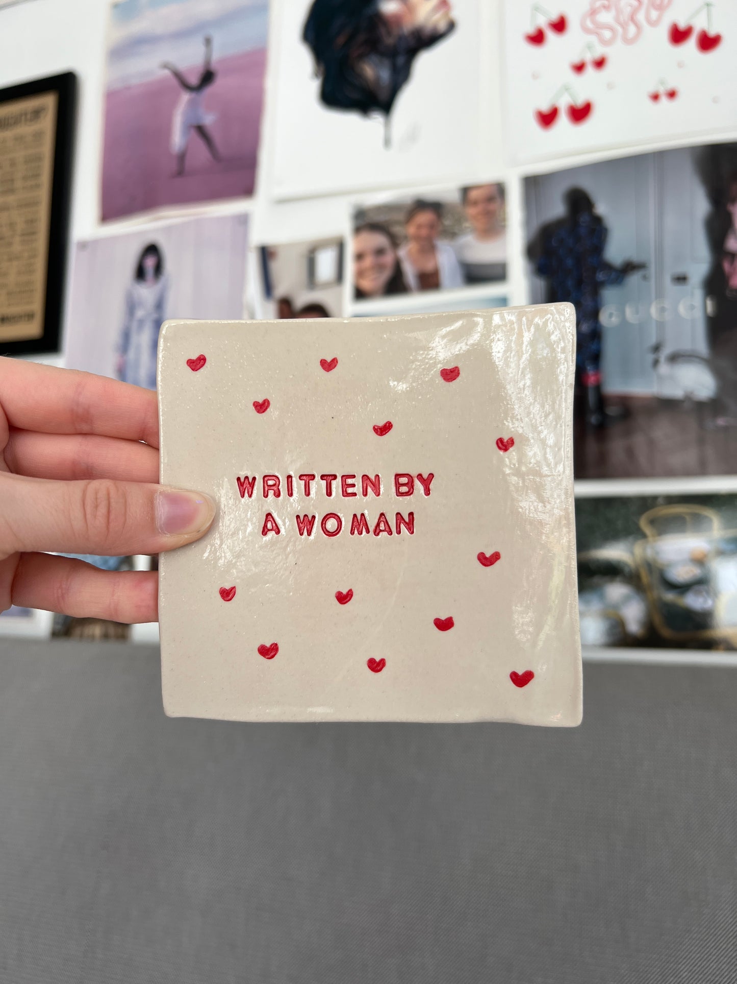 Written by a woman coaster sample
