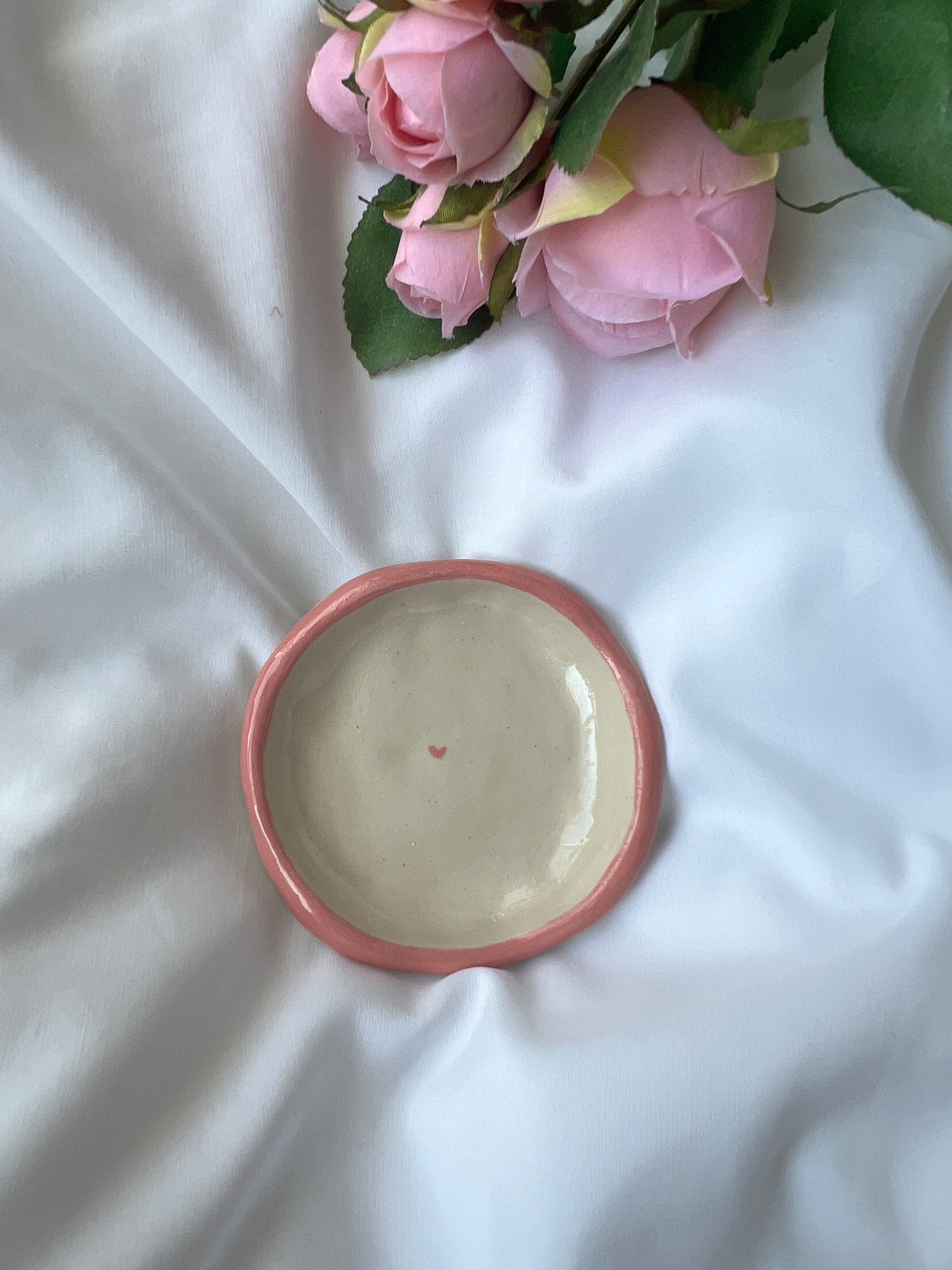 Pink heart ring dish
