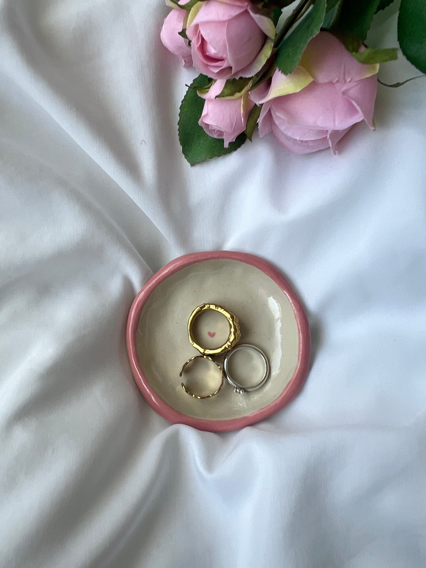 Pink heart ring dish
