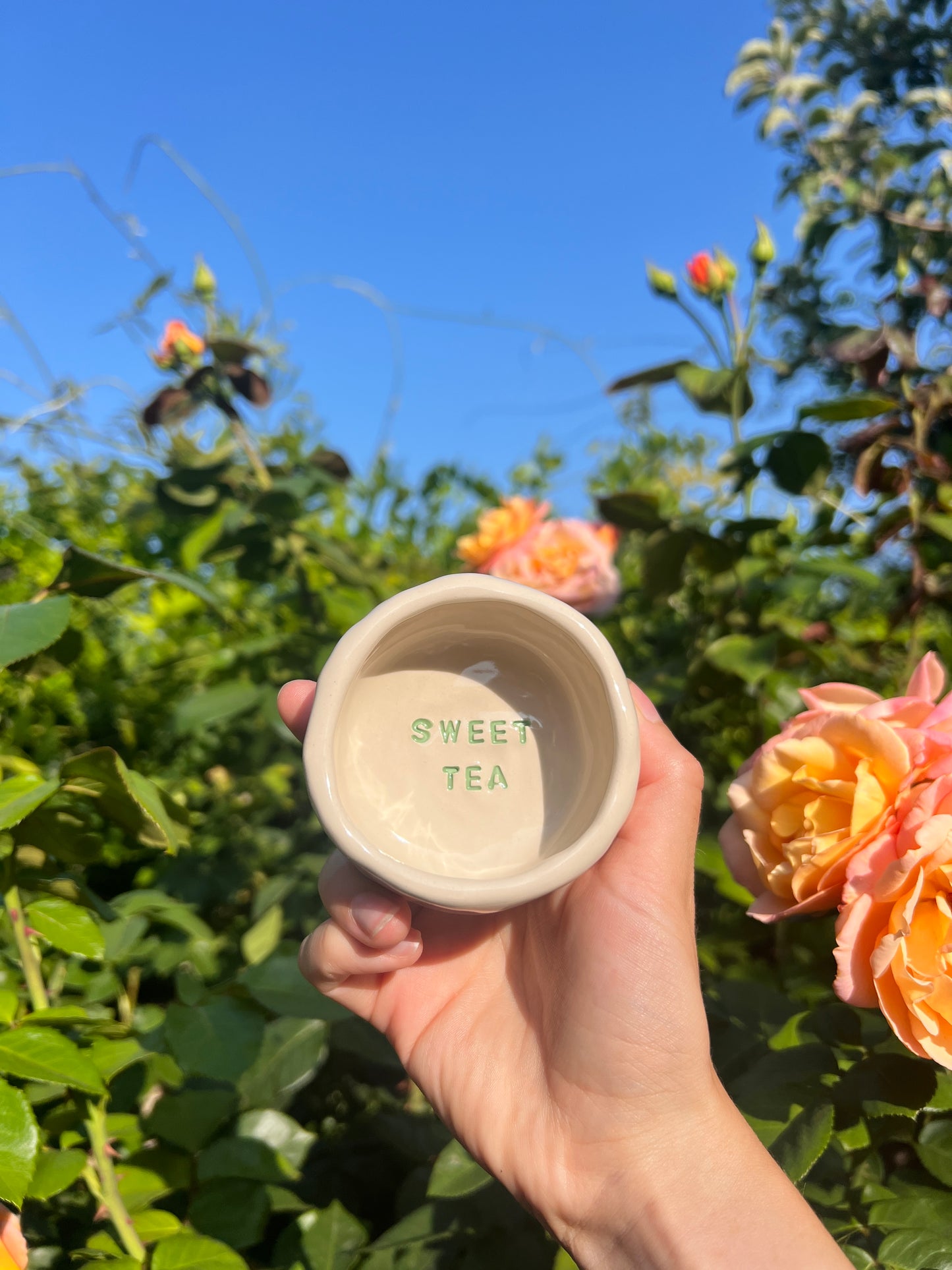 Sweet tea in the summer trinket dish / espresso cup