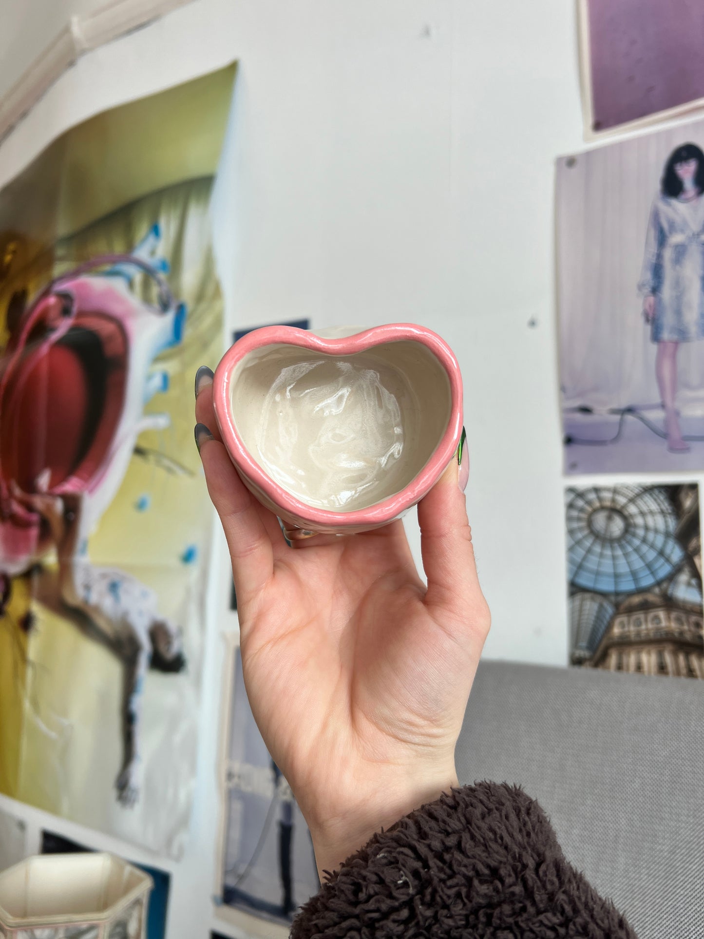 Pink heart shaped trinket dish / espresso cup