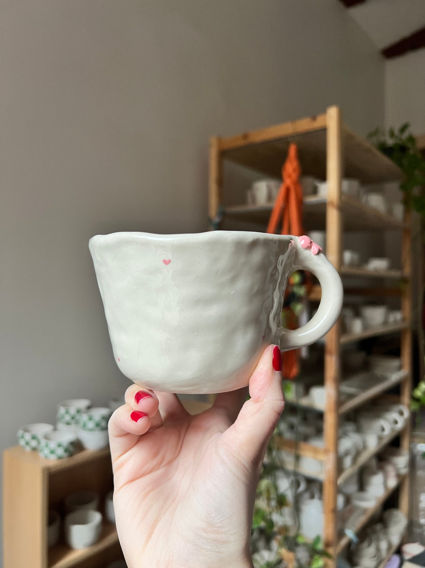 Pink bow handle mug