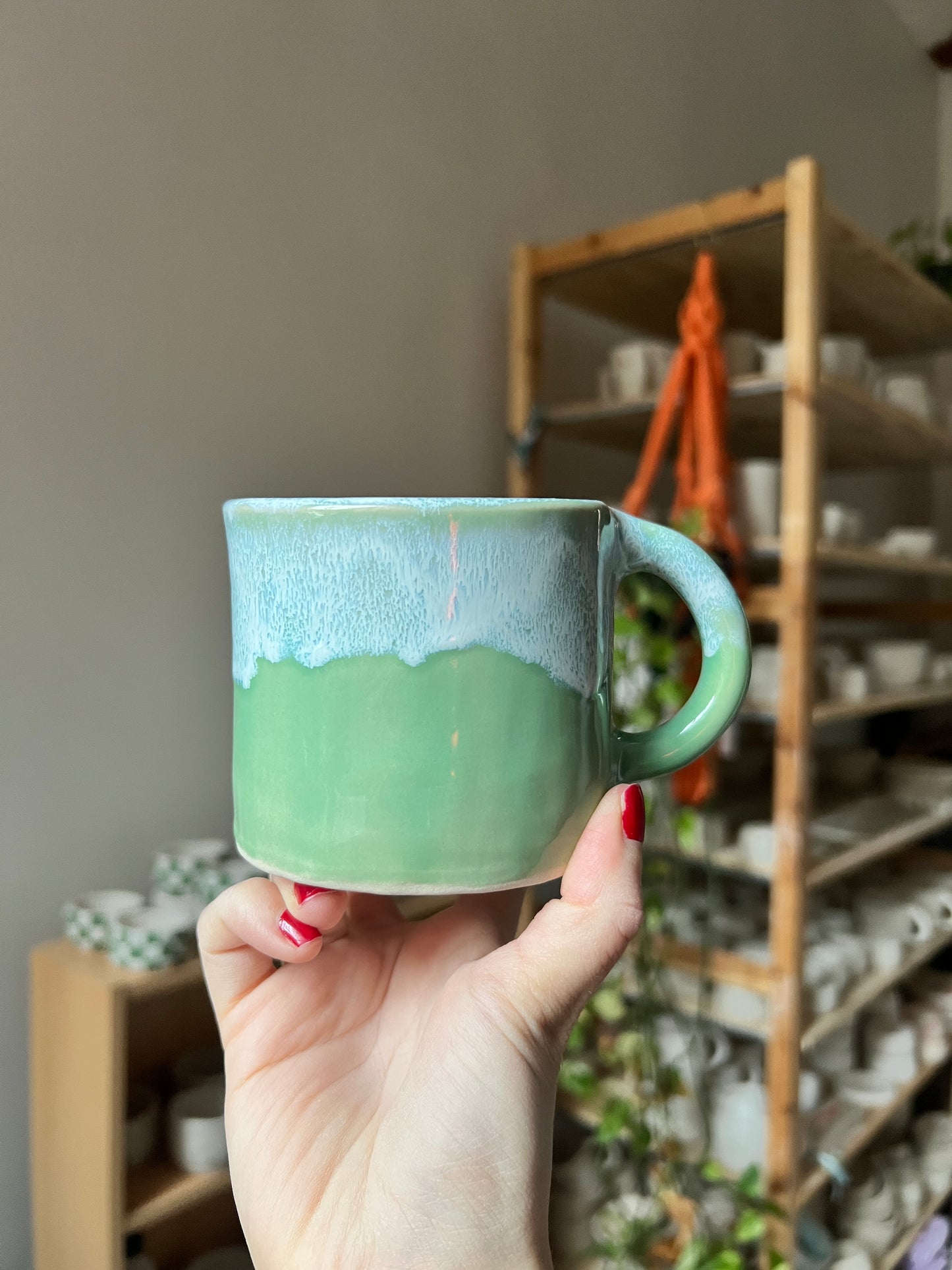 Green sea foam mug
