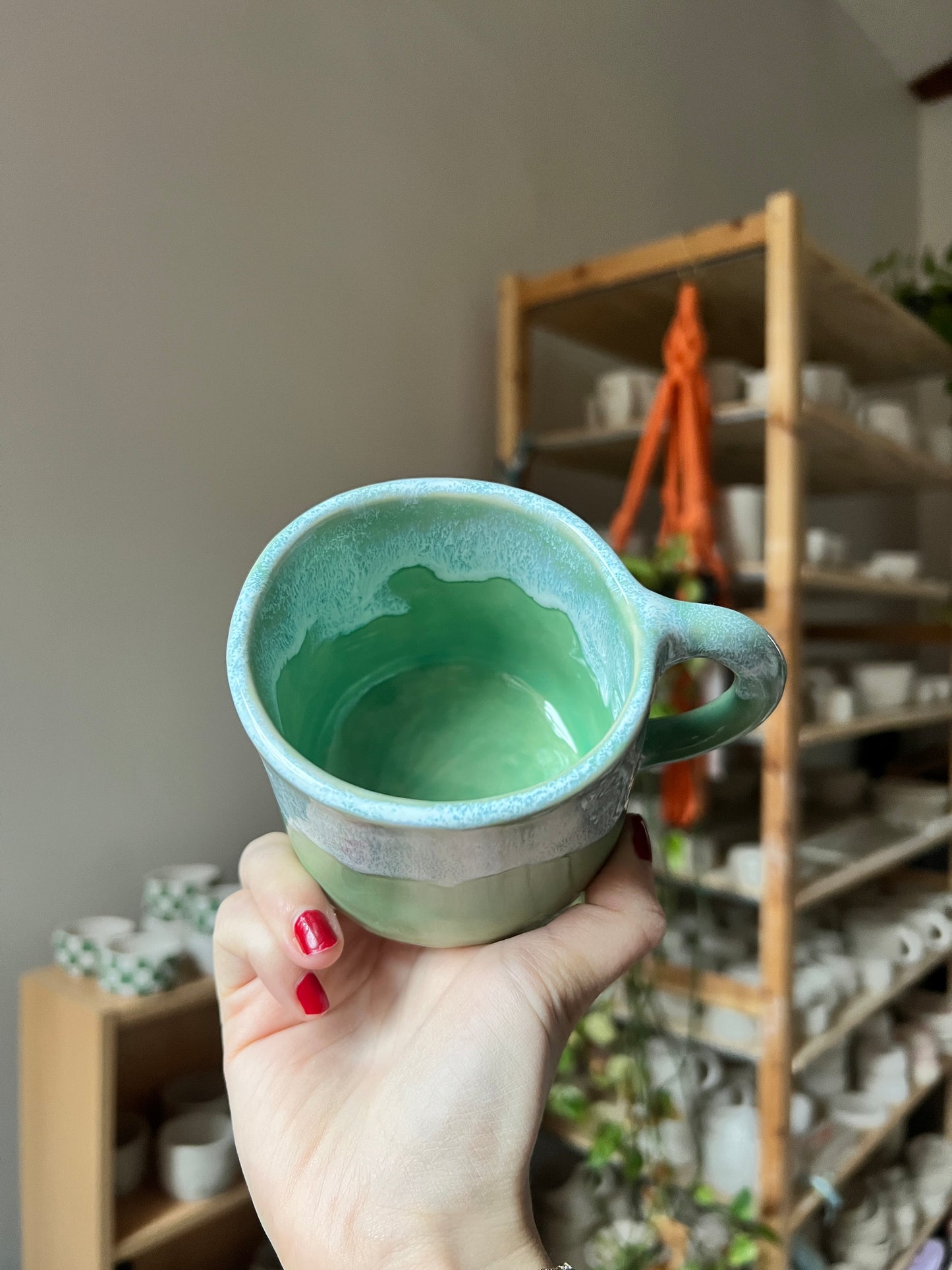 Green sea foam mug