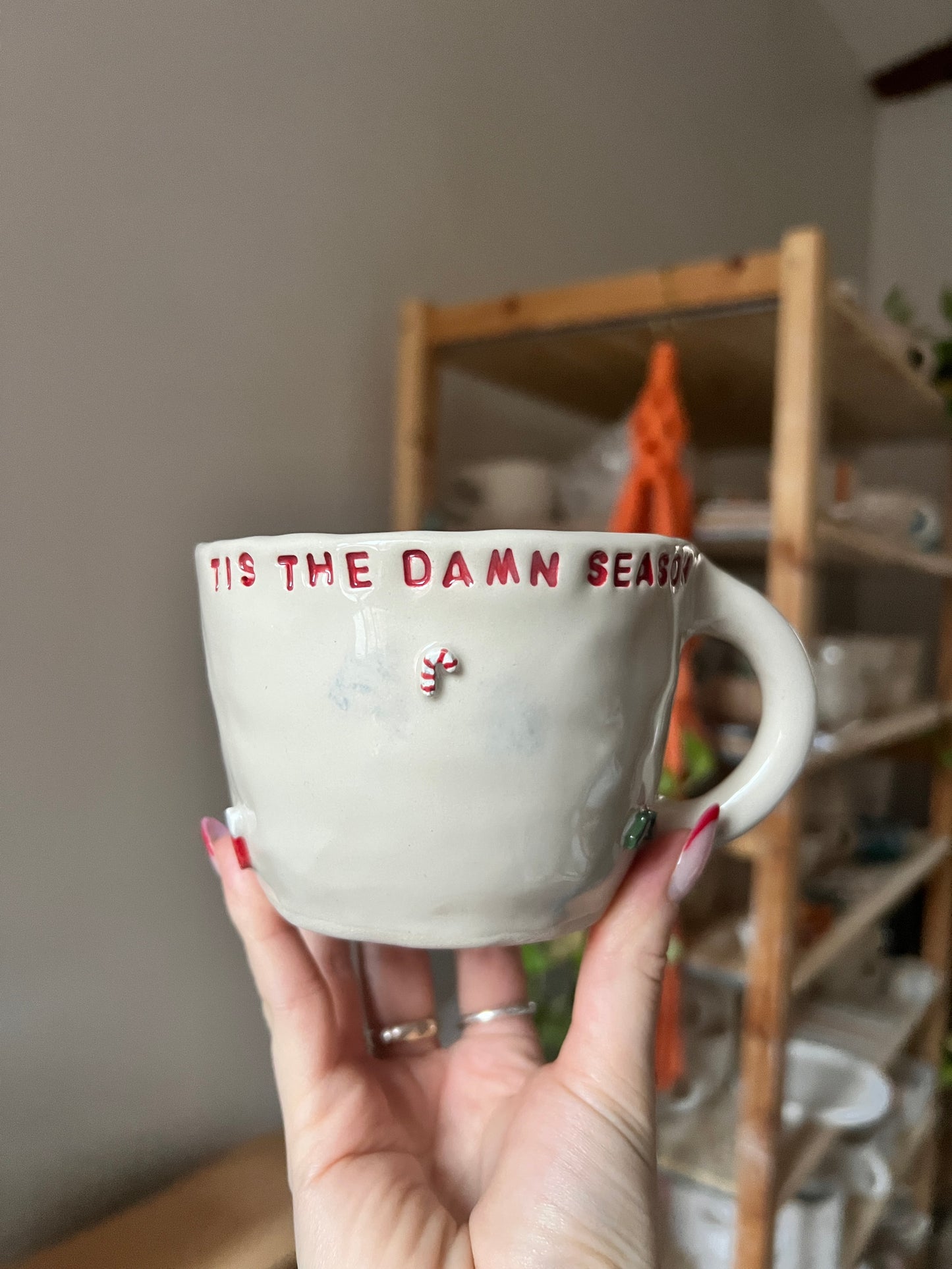 Tis the damn season Christmas mug second