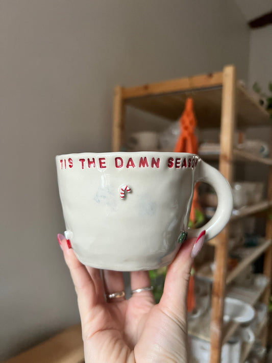 Tis the damn season Christmas mug second