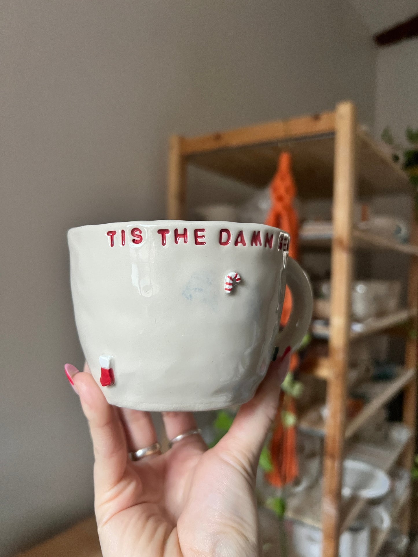 Tis the damn season Christmas mug second