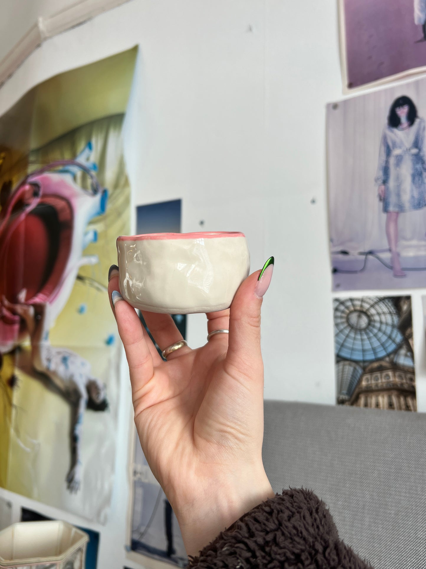 Pink heart shaped trinket dish / espresso cup