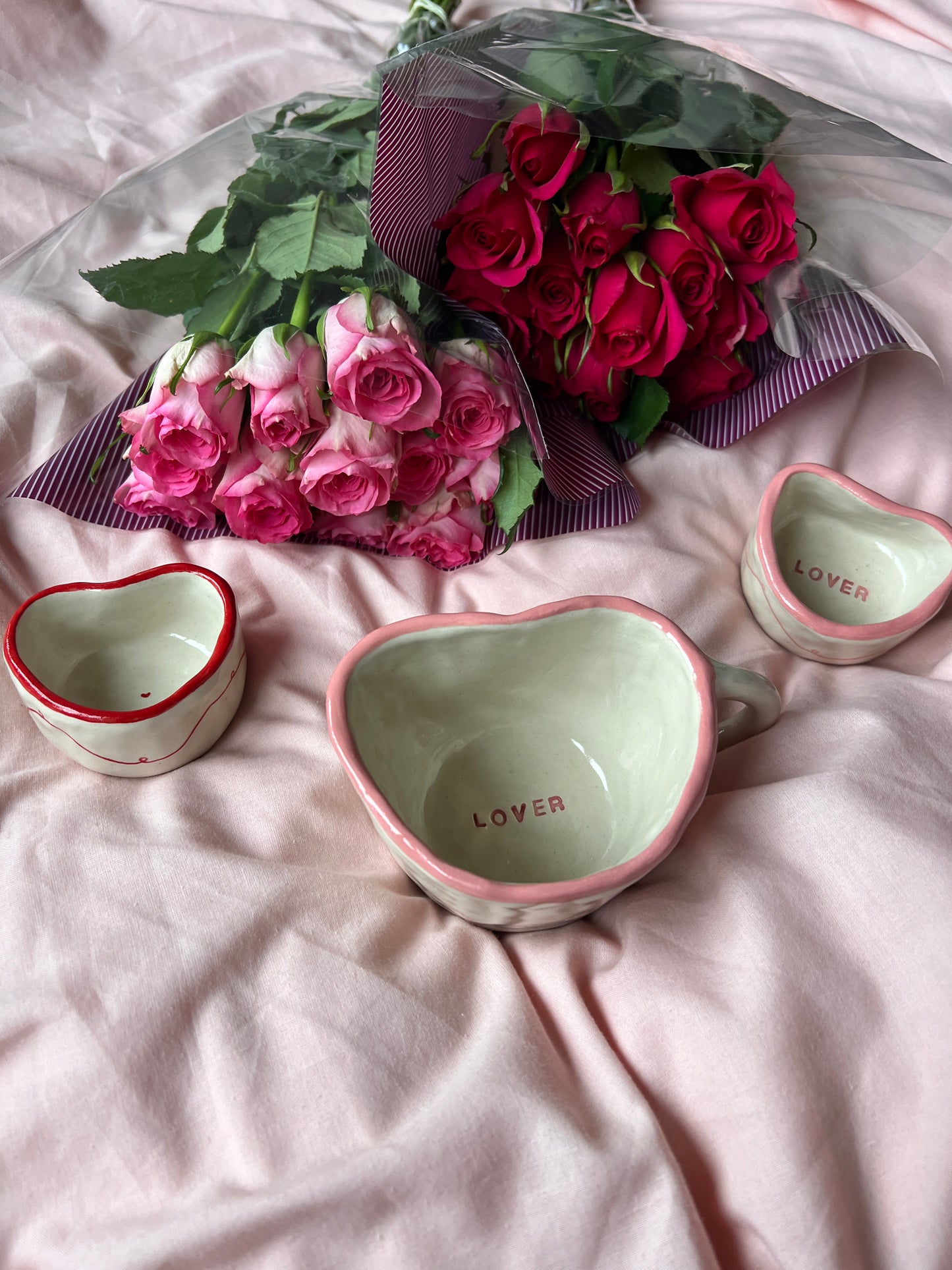 Red heart trinket dish / espresso cup