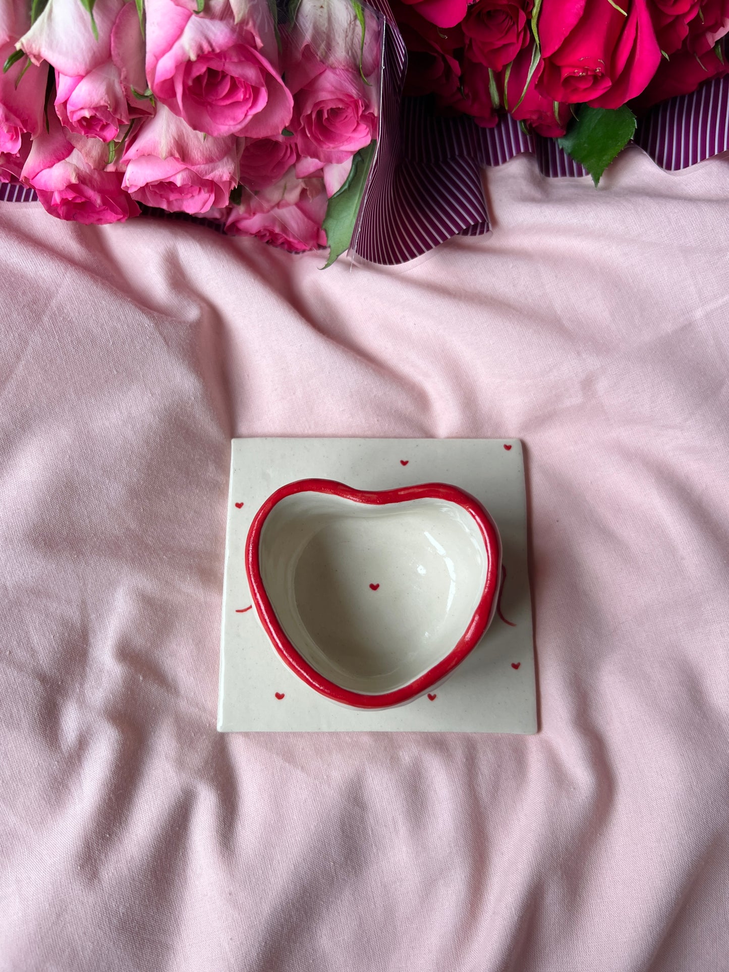 Red heart trinket dish / espresso cup