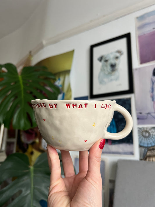 Defined by what I love mug